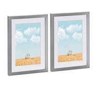 Nicola Spring 2x Grey A4 (8" x 12") Photo Frames with White A5 Mount - Glass Aperture Home Picture Wall Hanging Landscape Portrait Display