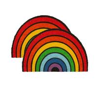 Nicola Spring 2X Half Moon Coir Door Mats - Rainbow - Natural Coir Non-Slip Pvc Indoor Outdoor Entrance Mat Stylish Home Doormat