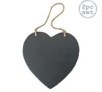 Nicola Spring 2X Hanging Notice Boards - 24.5 X 24.5Cm Heart Shaped Wall Hanging Board Home Office Kitchen Chalkboard