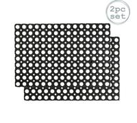 Nicola Spring 2X Heavy Duty Door Mats - 60 X 40Cm - Black Rubber Indoor Outdoor Floor Mat Dirt Trapper Rug Non Slip Doormat