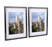 Nicola Spring 2X Photo Frames With White A4 Mount - A3 (12" X 17") Black Portrait Hanging Wall Mounted Picture Display Frame