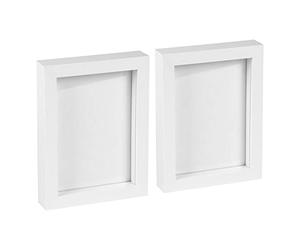 Nicola Spring 2x White 5" x 7" 3D Box Photo Frames - Standing Hanging Craft Shadow Picture Display