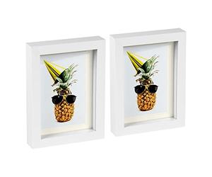 Nicola Spring 2x White 5" x 7" 3D Box Photo Frames with Ivory 4" x 6" Mount - Standing Hanging Craft Shadow Picture Display