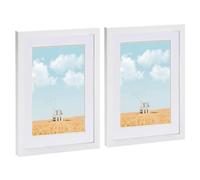 Nicola Spring 2x White A4 (8" x 12") Photo Frames with White A5 Mount - Glass Aperture Home Picture Wall Hanging Landscape Portrait Display