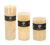Nicola Spring 3 Piece Round Vanilla Pillar Candles Set - 3 Sizes - Long-Lasting Vanilla Candle Home Fragrance Aromatherapy
