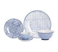 Nicola Spring 30 Piece Hand-Printed Dinner Set - Navy