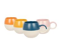 Nicola Spring 340Ml Dipped Stoneware Mug Set - 4 Colours Sphere Glazed Coloured Stoneware Latte Tea Cups Colourful Coffee Cups