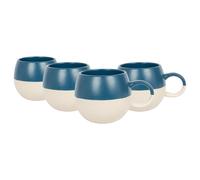 Nicola Spring 340ml Dipped Stoneware Mugs - 4x Sphere Glazed Stoneware Coffee Cups in Navy Nicola Spring Navy