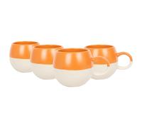 Nicola Spring 340ml Dipped Stoneware Mugs - 4x Sphere Glazed Stoneware Coffee Cups in Orange Nicola Spring Orange