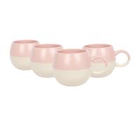 Nicola Spring 340ml Dipped Stoneware Mugs - 4x Sphere Glazed Stoneware Coffee Cups in Pink Nicola Spring Pink
