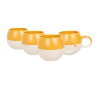 Nicola Spring 340ml Dipped Stoneware Mugs - 4x Sphere Glazed Stoneware Coffee Cups in Yellow Nicola Spring Yellow
