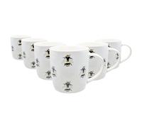 Nicola Spring 350ml Simply Home Stoneware Mugs - Multi Bee - 6X Large Reusable Cute Ceramic Coloured Coffee Latte Hot Drinks Tea Cups Set with Handle | Gifts for Men & Women
