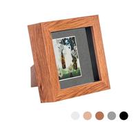 Nicola Spring 3D Box Photo Frame - 4 x 4" with 2 x 2" Mount - White Mount in Dark Brown Nicola Spring Dark Brown