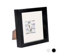 Nicola Spring 3D Box Photo Frame - 6 X 6" With 2 X 2" Mount - Black/ivory