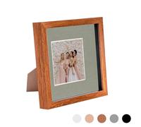 Nicola Spring 3D Box Photo Frame - 8 x 8" with 4 x 4" Mount - Black Mount in Dark Brown Nicola Spring Dark Brown