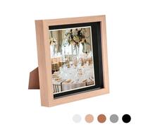 Nicola Spring 3D Box Photo Frame - 8 x 8" with 6 x 6" Mount - White Mount in Light Brown Nicola Spring Light Brown