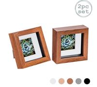 Nicola Spring 3D Box Photo Frames - 4 x 4" with 2 x 2" Mount - Ivory Mount - Pack of 2 in Dark Brown Nicola Spring Dark Brown