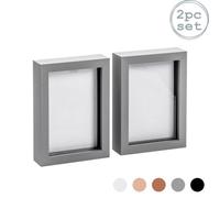 Nicola Spring 3D Box Photo Frames - 5 X 7" - Grey - Pack Of 2