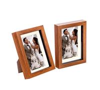 Nicola Spring 3D Box Photo Frames - 5 x 7" with 4 x 6" Mount - White Mount - Pack of 2 in Dark Brown Nicola Spring Dark Brown