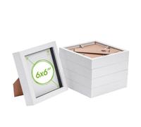 Nicola Spring 3D Box Photo Frames - 6" X 6" - White - Pack Of 5 - Square Box Picture Frame Picture Poster Display Case