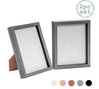 Nicola Spring 3D Box Photo Frames - 8 X 10" - Grey - Pack Of 2