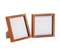Nicola Spring 3D Box Photo Frames 8 x 8 Inch - Dark Wood Effect - Pack of 2 | Three Display Depths, Acrylic Construction, Foldaway Rear Stand, Wall-Mountable Design, Freestanding Display