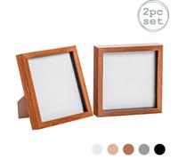 Nicola Spring 3D Box Photo Frames - 8 x 8" - Pack of 2 in Dark Brown Nicola Spring Dark Brown