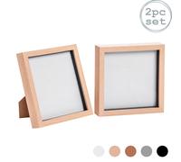 Nicola Spring 3D Box Photo Frames - 8 x 8" - Pack of 2 in Light Brown Nicola Spring Light Brown