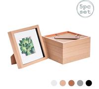 Nicola Spring 3D Box Photo Frames - 8 x 8" with 4 x 4" Mount - Ivory Mount - Pack of 5 in Light Brown Nicola Spring Light Brown