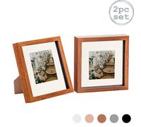 Nicola Spring 3D Box Photo Frames - 8 x 8" with 4 x 4" Mount - White Mount - Pack of 2 in Dark Brown Nicola Spring Dark Brown