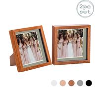 Nicola Spring 3D Box Photo Frames - 8 x 8" with 6 x 6" Mount - Ivory Mount - Pack of 2 in Dark Brown Nicola Spring Dark Brown
