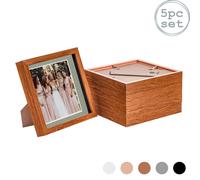 Nicola Spring 3D Box Photo Frames - 8 x 8" with 6 x 6" Mount - White Mount - Pack of 5 in Dark Brown Nicola Spring Dark Brown