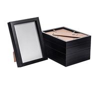 Nicola Spring 3D Box Photo Frames A5 6 x 8 Inch - Black Wood - Pack of 5 | Sturdy Acrylic Construction, Portrait & Landscape Display, Folding Rear Stand, Wall-Mountable Design, Floating-Style Display