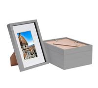 Nicola Spring 3D Box Photo Frames With A5 Mounts - A4 (8" X 12") - Grey/white - Pack Of 5