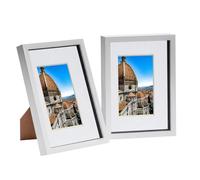 Nicola Spring 3D Box Photo Frames With A5 Mounts - A4 (8" X 12") - White/white - Pack Of 2