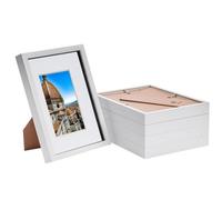 Nicola Spring 3D Box Photo Frames With A5 Mounts - A4 (8" X 12") - White/white - Pack Of 5