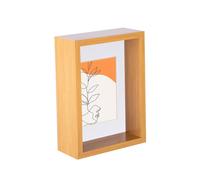 Nicola Spring 3D Deep Box Photo Frame - Standing Hanging Craft Shadow Picture Display - 5 x 7 with 4 x 6 Mount - Light Wood/White