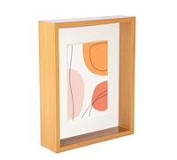 Nicola Spring 3D Deep Box Photo Frame - Standing Hanging Craft Shadow Picture Display - 8 x 10 with 5 x 7 Mount - Light Wood/Ivory