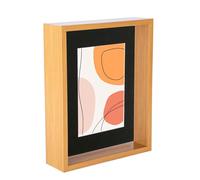 Nicola Spring 3D Deep Box Photo Frame - Standing Hanging Craft Shadow Picture Display - 8 x 10 with 5 x 7 Mount - Light Wood/Black