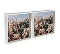 Nicola Spring 3D Deep Box Photo Frames - 12 X 12" - White - Pack Of 2