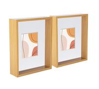 Nicola Spring 3D Deep Box Photo Frames - 8 x 10" with 4 x 6" Mount - Light Wood - Pack of 2 in White Nicola Spring White