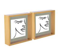 Nicola Spring 3D Deep Box Photo Frames - 8 x 8" with 6 x 6" Mount - Light Wood - Pack of 2 in Grey Nicola Spring Grey