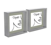 Nicola Spring 3D Deep Box Photo Frames with 6" x 6" Mounts - 8" x 8" - Grey/Grey - Pack of 2