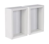 Nicola Spring 3D Deep Shadow Box Photo Frame - 4 x 6" - 3D Photo Frame Picture Frame Memory Box Display Case for Photos, Memorabilia, Artworks, Crafts, DIY Decoration, 4x6inch White - Set of 2