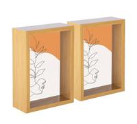 Nicola Spring 3D Shadow Box - 5 x 7 (12 x 17cm) - Pack of 2 - Light Wood 3D Photo Frame Picture Frame Deep Box Portrait Display Case for Crafts, Keepsakes, Wedding, Graduation