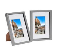 Nicola Spring 3D Shadow Box Frames - A4 Frame (20x30cm) - A5 Mount (14x21cm) - Pack of 2 - Grey 3D Photo Box Picture Portrait Display Case Wedding Crafts
