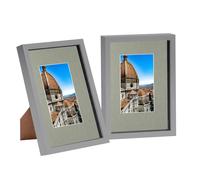 Nicola Spring 3D Shadow Box Frames with A5 Mount - A4 (8" x 12") - Black Mount - Pack of 2 in Grey Nicola Spring Grey