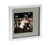 Nicola Spring 3D Shadow Box Photo Frame - 10x10 (25x25cm) - Grey 6x6 Mount (15x15cm) - Pack of 1 - White 3D Photo Picture Frame Box Memorabilia Display Case for Keepsakes, Crafts