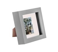 Nicola Spring 3D Shadow Box Photo Frame - 4x4 (10x10cm) - Pack of 1 - Grey 3D Photo Frame with 2x2 Ivory Mount Picture Box Small Square Display Case for Crafts, Keepsakes