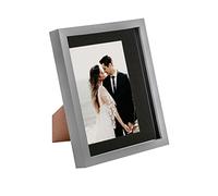 Nicola Spring 3D Shadow Box Photo Frame - 8x10 (20x25cm) - Black 5x7 Mount (12x17cm) - Pack of 1 - Grey 3D Photo Frame Box Portrait Picture Display Case for Crafts, Keepsakes